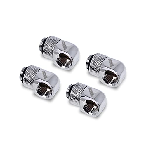 Alphacool Eiszapfen L-connector rotatable G1/4 AG to G1/4 IG Lot de 4 pièces chromées
