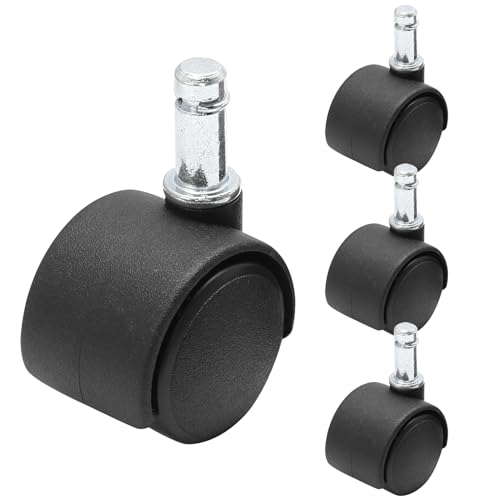 suiwotin 4pcs 1 Inch Swivel Caster Wheels, M8 Circlip Stem Caster Wheels, Heavy Duty Casters, Black Nylon Wheels Replacement for Furniture, Table, Cabinet, Shelf