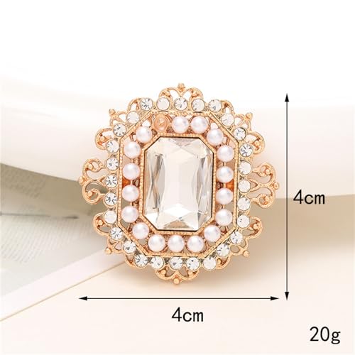 Image of WCRAZYE Antique Rhinestone Brooch Pin for Women Girls Gold Tone Vintage Baroque Rectangle Crystal Shell Pearl Boho Victorian Style Brooches Lapel Pins Elegant Wedding Christmas Festival Ornament Jewelry Gift