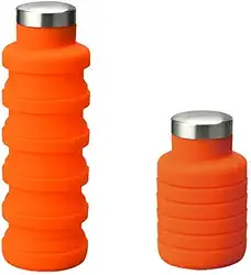 Garrafa Retrátil De Silicone Com Tampa Inox 500ml (Laranja)