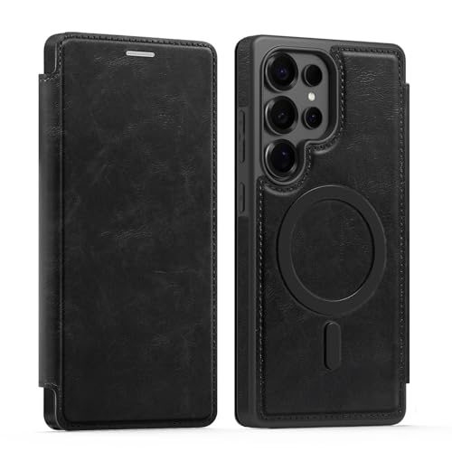 Coque magnétique Samsung S25 Ultra antichoc et étui portefeuille compatible MagSafe