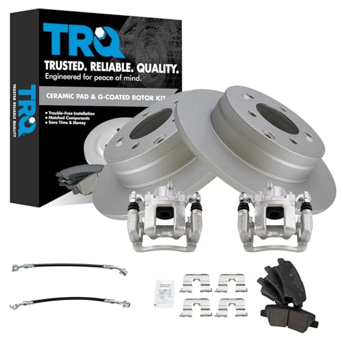 Image of TRQ Rear Brake Pad and Rotor Set Ceramic Coated Rotors Calipers Compatible with 2015 Hyundai Sonata 2014 Kia Optima