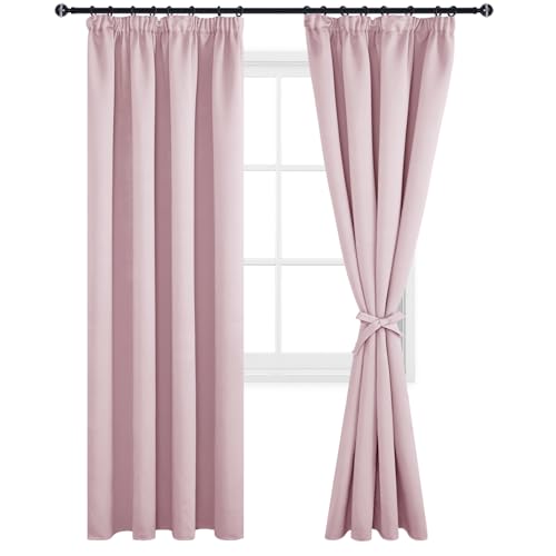 DWCN Blackout Curtains for Bedroom Thermal Insulated Room Darkening Pencil Pleat Window Curtains for Living Room 46 x 90 inch Length