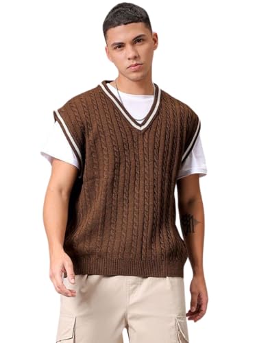 Image of The Indian Garage Co Men Oversized Sleeveless Textured Sweater