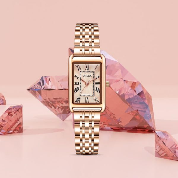 Image of ORSGA Lucid Ladies Watches Rectangular Analogue Quartz Watches for Women Waterproof Fashion Girls Dress Wrist Watches Classic Retro, Elegant Gifts for Women