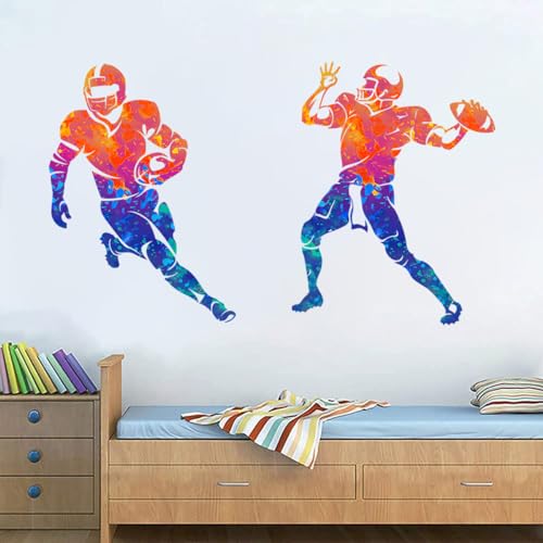 WOYINIS Watercolor Sport Player Wall Stickers Football Wall Decals Peel and Stick Sport Wall Decor Art Stickers for Kids Bedroom Playroom Office Classroom Decoration