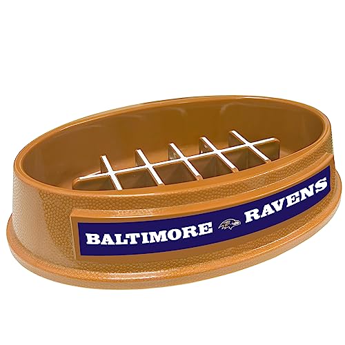 Image of NFL Super-Bowl Baltimore Ravens Slow Feeder Dog & Cat Bowl. Football Design for Healthy Digestion. Non-Slip for Large & Small Pets