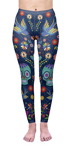 Fioeyr Womens Halloween Costume Leggings Skeleton Tight Stretch Funny Pants High Waist Stretch Leggings Ladies Elasticated