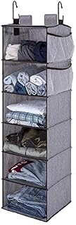 StorageWorks 6-Shelf Hanging Closet Organizer, Hanging Shelves for Closet, Fabric, Gray, 12”W x