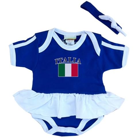 PAM GM Italy Baby Girl Soccer Ruffle Bodysuit Blue 12 Months Cover
