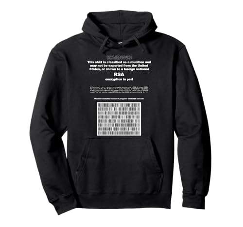 Cryptage RSA dans PERL Bitcoin Cypherpunk Adam Back Barcode Sweat à Capuche