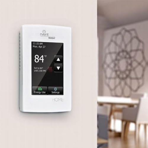 Nuheat Home Floor Heating Thermostat AC0056 + Floor Heating Sensor for Replacements or New installations, 120V/240V Compatible, Built in GFCI, 3.5" Color Programmable Touchscreen