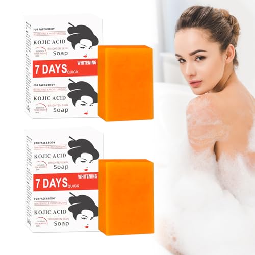 Tkekruh 2PC Soap 100g, Jabón Blanqueante, Jabón de Baño, Jabón en Barra para el Cuerpo, Jabón de Limpieza para Rostro y Cuerpo, Hidratante y Suave, Piel Limpia y Tersa, Hidratante, Face Soap