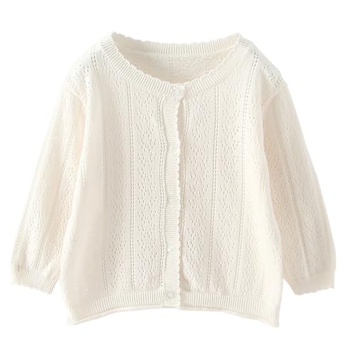 Toddler Baby Girls Knitted Cardigan Sweater Crewneck Knit Crochet Button Closure Cardigan Tops Coat