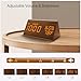 JALL Digital Alarm Clock, with Wooden Electronic LED Time Display, 3 Alarm Settings, Humidity & Temperature Detect, Wood Made Electric Clocks for Bedroom, Bedside (Brown)