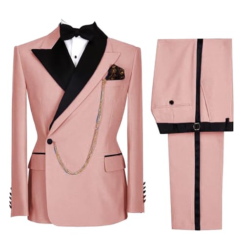 Mens 2 Piece Suit Tuxedos Sets Slim Fit Wedding Tuxedos for Men Peak Lapel Blazer Pants Prom Tuxedo Suits