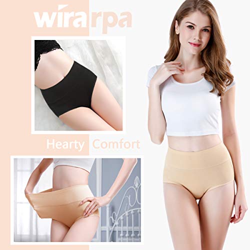 Image of wirarpa Women's Cotton Underwear High Waist Full Coverage Brief Panty Multipack