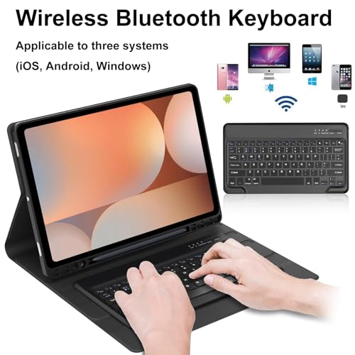 Image of Case with Keyboard for Samsung Galaxy S10 Ultra /S9 Ultra /S8 Ultra 14.6 inch | Magnetic Detachable Wireless Bluetooth Keyboard, Slim Protective Folio Case with S Pen Holder, Auto Sleep /Wake