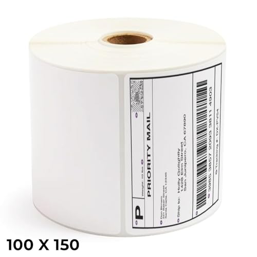 Image of Shreyans Direct Thermal Labels (Pack of 4, 100mm x 150mm) 200 Labels /Roll - 800 Labels