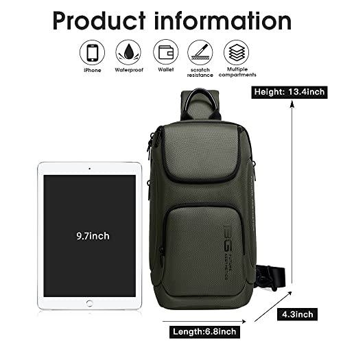 Image of BANGE Sling Bag for Men,Shoulder bags Crossbody Sling Backpack for Men and Women, Green, Durable