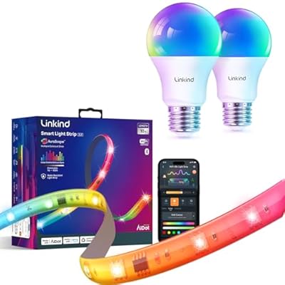 Linkind Matter Smart Light Bulb 2 Pack and LED Strip Lights RGB 10ft Compatible with Alexa and Google Home