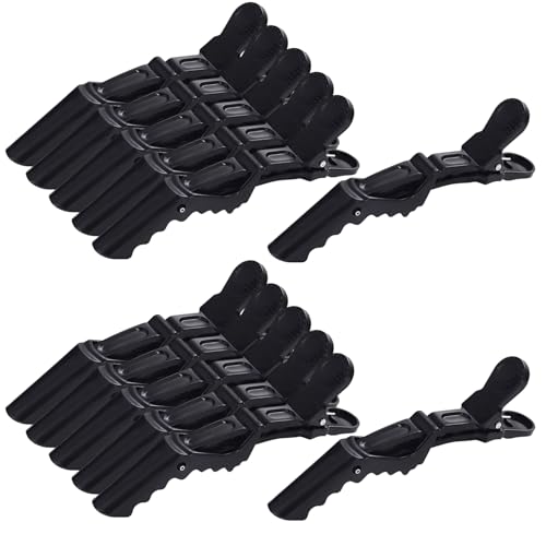 12 Pack Professional Hair Sectioning Clips with Wide Teeth for Secure Hold - Ideal for Styling Cutting and Coloring