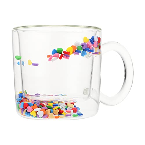 Luxshiny Taza de Café de Cristal Tazas de Vidrio Claro de Cristal de Champán de Doble Pared con Asa Y Rápida Y Tazas de…