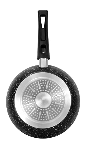 Bartan 28cm Classic Frying Pan with Glass Lid, 3-Ply Marble Non-Stick Coating, Aluminium, Suitable for Induction Cookers/Stoves, Cool-Touch Bakelite Handle - Image 6