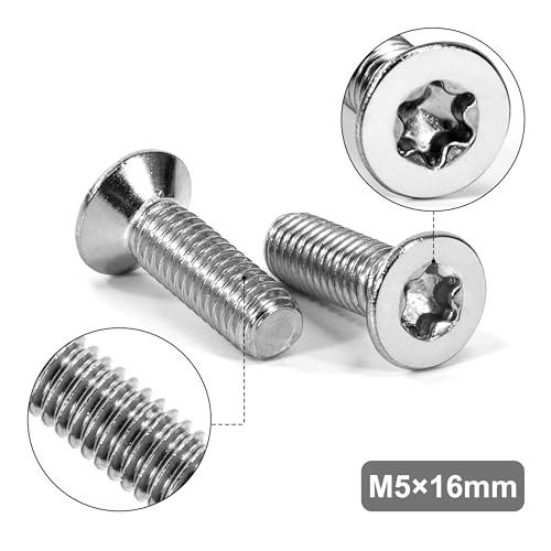 Miniatura 3 de Tunejoy Tornillos De Cabeza Avellanada Torx M5 X 16 Mm Tornillo Avellanado Mecánico De Acero Inoxidable A2 V2a Con T25 Llave Rosca Completa 30 Piezas