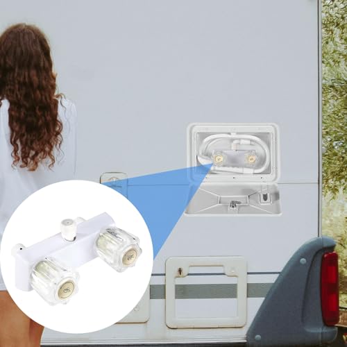 RV Duscharmatur, 16x11cm Kunststoff Wohnmobil Duschhahn Zweigriff Badezimmer Camper Duscharmatur Badewannenhahn Set Duschventil Umsteller für Außen und Innen (Transparent)