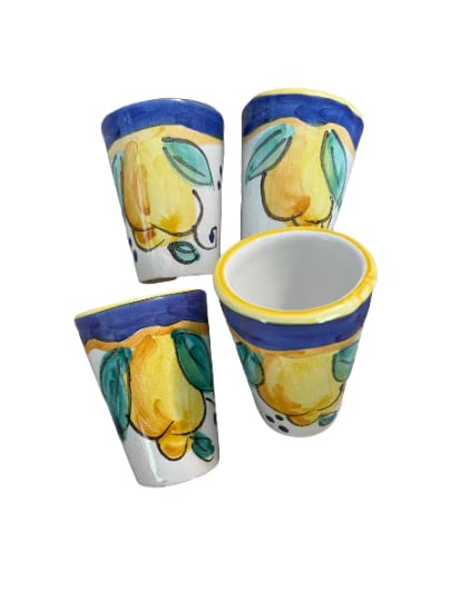 Ceramic Limoncello Glasses - an Elegant Limoncello Glass, Lemon Shot Glass, Set of 4 Glasses for Kitchen-Made in Italy