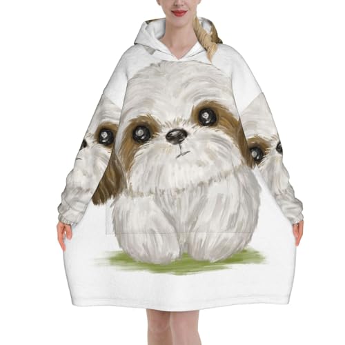 Sweat à capuche couverture flanelle avec manches amples et grande poche