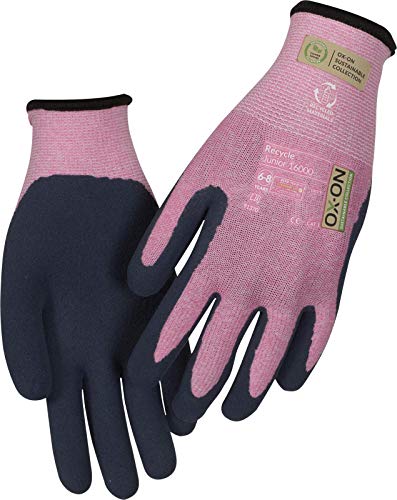 OX-ON HandschuhMan Recycle Junior Gartenhandschuhe Arbeitshandschuhe für Kinder aus recycleten Materialien (Pink, 4-6 Jahre)