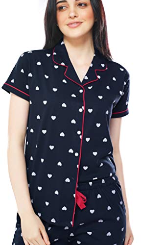 Image of ZEYO Women's Cotton 3Pc'S Heart Printed Night Suit Pajama Set 5357