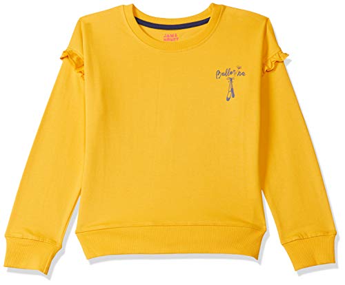 Amazon Brand – Jam & Honey Girl’S Cotton Lightweight Sweatshirt (Jhaw19Gswt1052A_Yellow_9-10 Years)