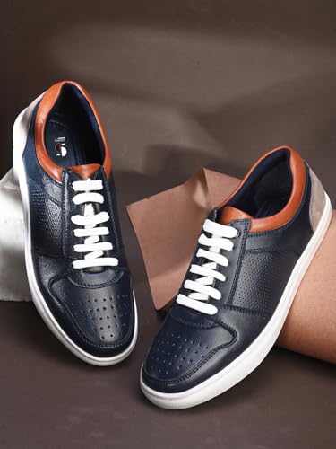 Image of STANPHORD Mens Eclipse Steps Sneakers | Perforated Chunky Casual Lace Up Shoes | Trendy Flat Sole Slip Resistance Comfortable Footwear