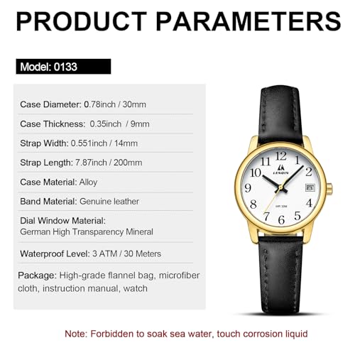 Stylish Waterproof Ladies Analog Quartz Watch with Luminous Dial and Soft Leather Strap - Image 8
