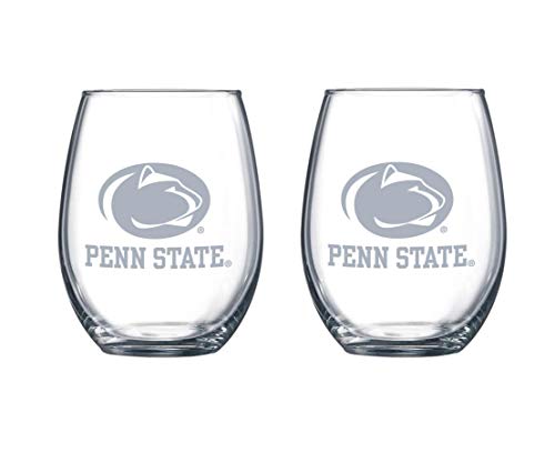 Penn State Nittany Lions Satin Frost Stemless Wine Glass Set of 2 15oz