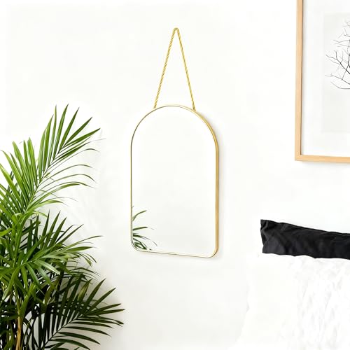 Arched Wall Mirror with Plastic Frame Arched Bathroom Mirror (Gold, 26L x 16.5W cm) - Image 3