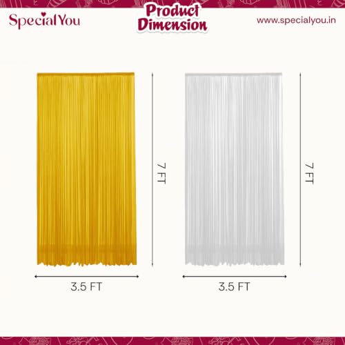 Image of SpecialYou Ganpati Decoration Setup for Home with White & Yellow(7*3.5 ft) curtains, Varalakshmi Pooja Decoration Items, Backdrop Cloth for Decorations Pooja, Mandir Decorations Items for Home- 9Pcs
