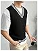 SOLY HUX Men's Striped Cable Knit Sweater Vest V Neck Sleeveless Casual School Sweater Tops Black Striped Small