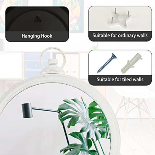 HOWJOY White Round Wall Mirror Farmhouse Circle Mirror for Wall Decor, Entryways, Washrooms, Living Rooms, Bedroom and Bathroom (16 inch) - Image 6