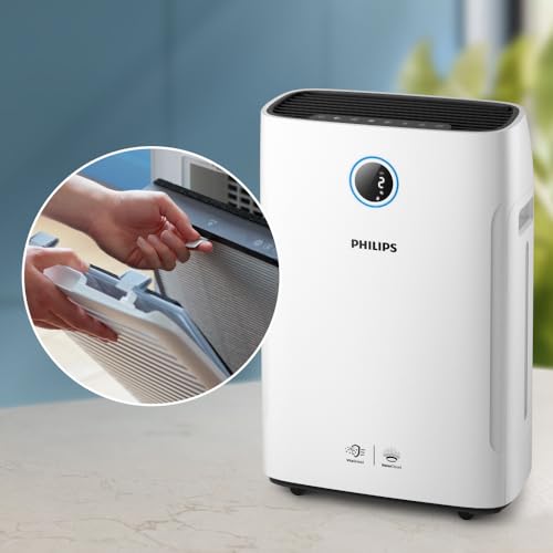 Philips Filtre de Rechange Original pour Purificateur et Humidificateur 2-en-1 Séries 1000i et 2000i AC1214/AC1215, AC1217, AC2721/AC2726/AC2729, HEPA NanoProtect, 24 Mois, Noir/Blanc (FY1410/30)