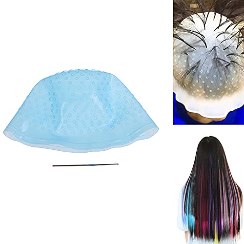 Yxmy Highlight Cap Silicone Hair Dye Cap Reusable Multicolor Hair Dyeing Hair Colour Cap With Hooks Home Salon For Women Men Girls Dyeing Hair (White) #TOP4