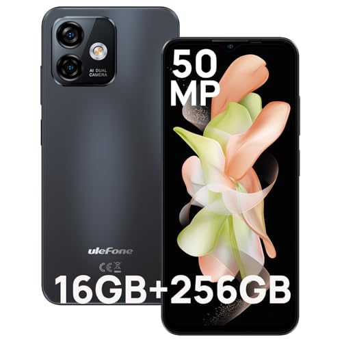 Ulefone Note 16 Pro Handy Ohne Vertrag 16GB + 256GB/SD-256GB Android 13 Smartphone 4400mAh mit 50MP Kamera Octa Core 6 52 Zoll HD+ 5 Ghz WiFi Dual SIM Fingerabdruck/Face ID/4G/GPS/OTG/Schwarz