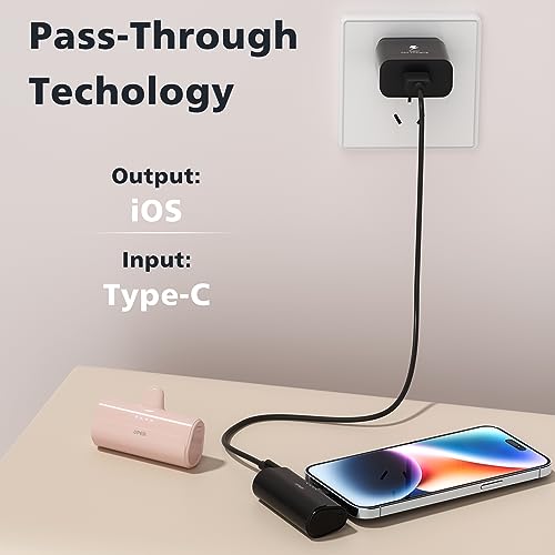 Upeb 2 Packs Portable Phone Charger Iphone 5000Mah With Built In Cable, Mfi Certified Mini Power Bank Cordless External Battery Pack For All Iphone Series 14/13/12/11/Xr/X/Se/8/7/6 Pro Max thumb #4