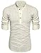 Men's Linen Cotton Long Sleeve Stand Collar Button Down Shirt