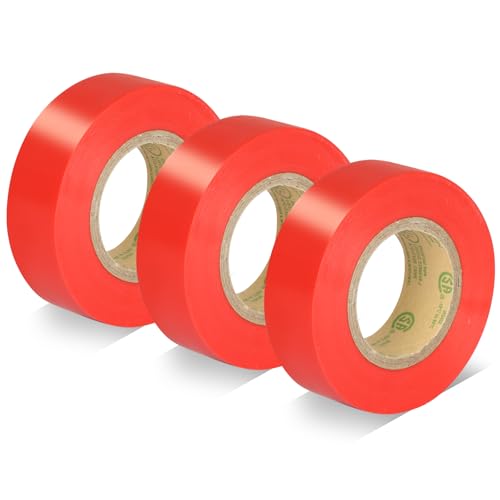 Red Electrical Tape, Industrial Vinyl Tape, 0.7in x 33ft