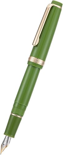 Miniatura 2 de Jinhao 82 Pluma estilográfica de acrílico verde aguacate, plumín mediano de iridio, diseño clásico, pluma de escritura suave con convertidor de
