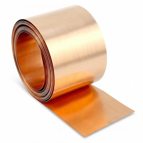 QWORK Lámina de Cobre de corte 99.9% - 0,1mm x 5cm x 5M